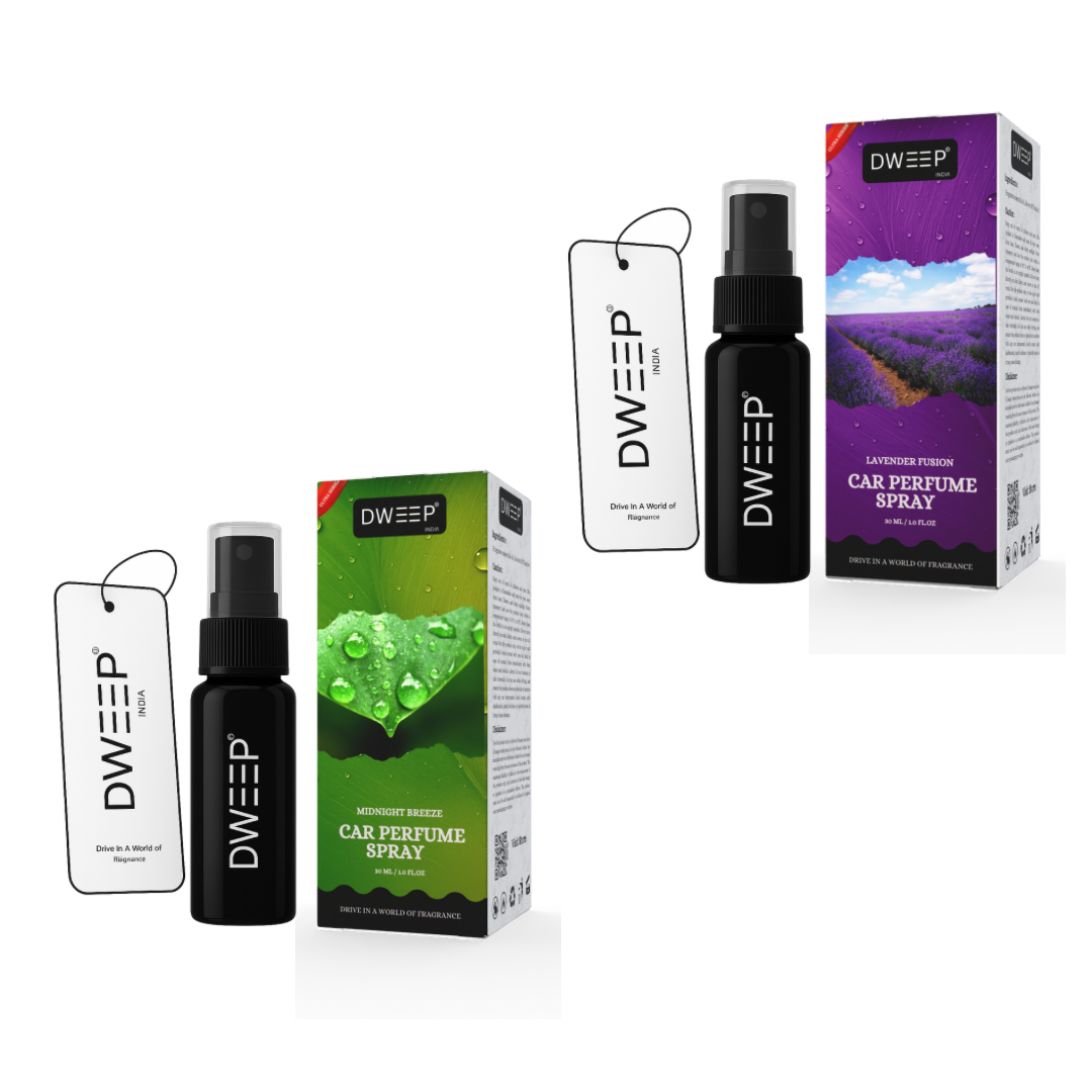 Dweep India Ultra Car Perfume Spray, Anti-Odor Technology, Long-Lasting Scent (Pack of 2)