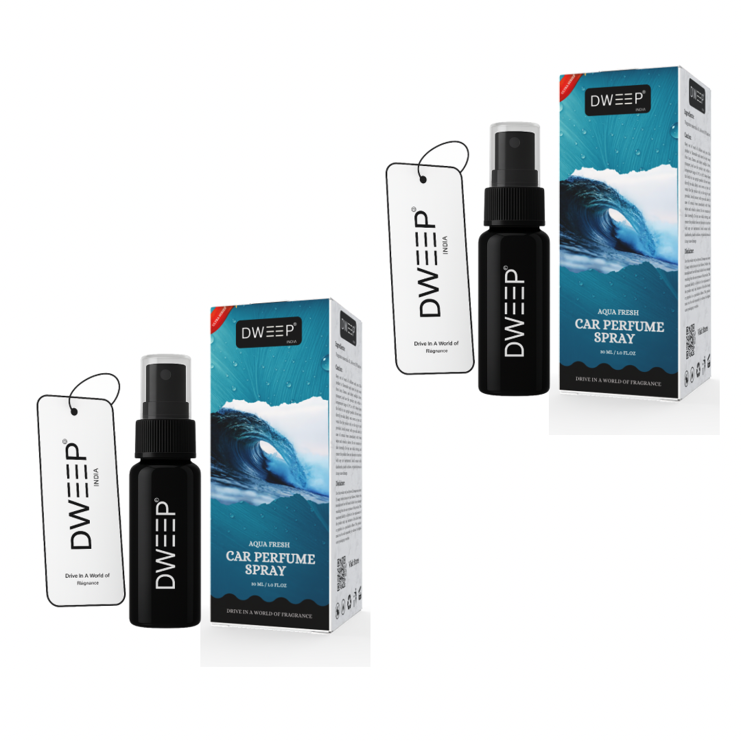 Dweep India Ultra Car Perfume Spray, Anti-Odor Technology, Long-Lasting Scent (Pack of 2)