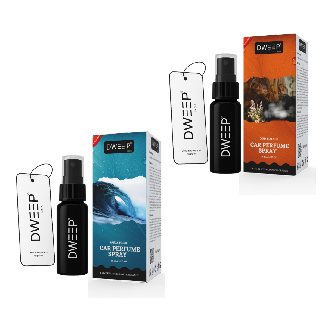 Dweep India Ultra Car Perfume Spray, Anti-Odor Technology, Long-Lasting Scent (Pack of 2)