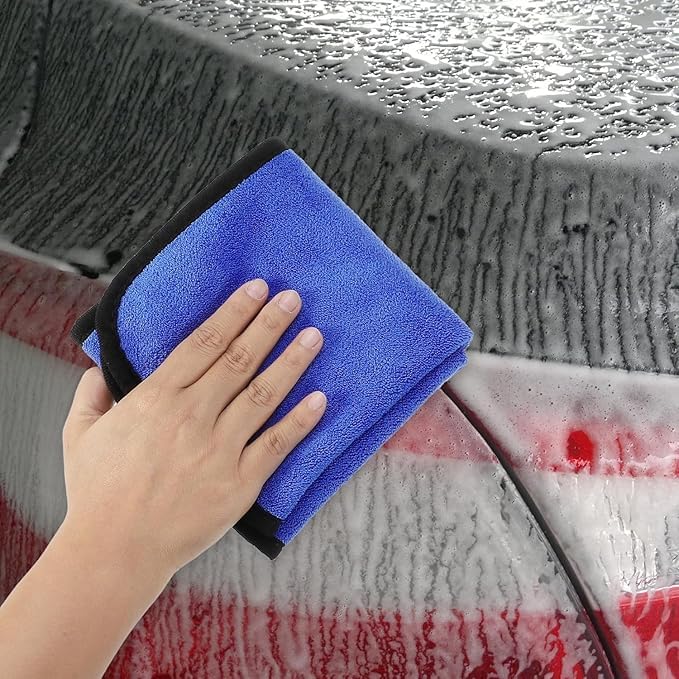 Premium Microfiber Cloth - Plush, Dual-Sided Detailing Towel for Car, Home Multipurpose- Blue 30x 30