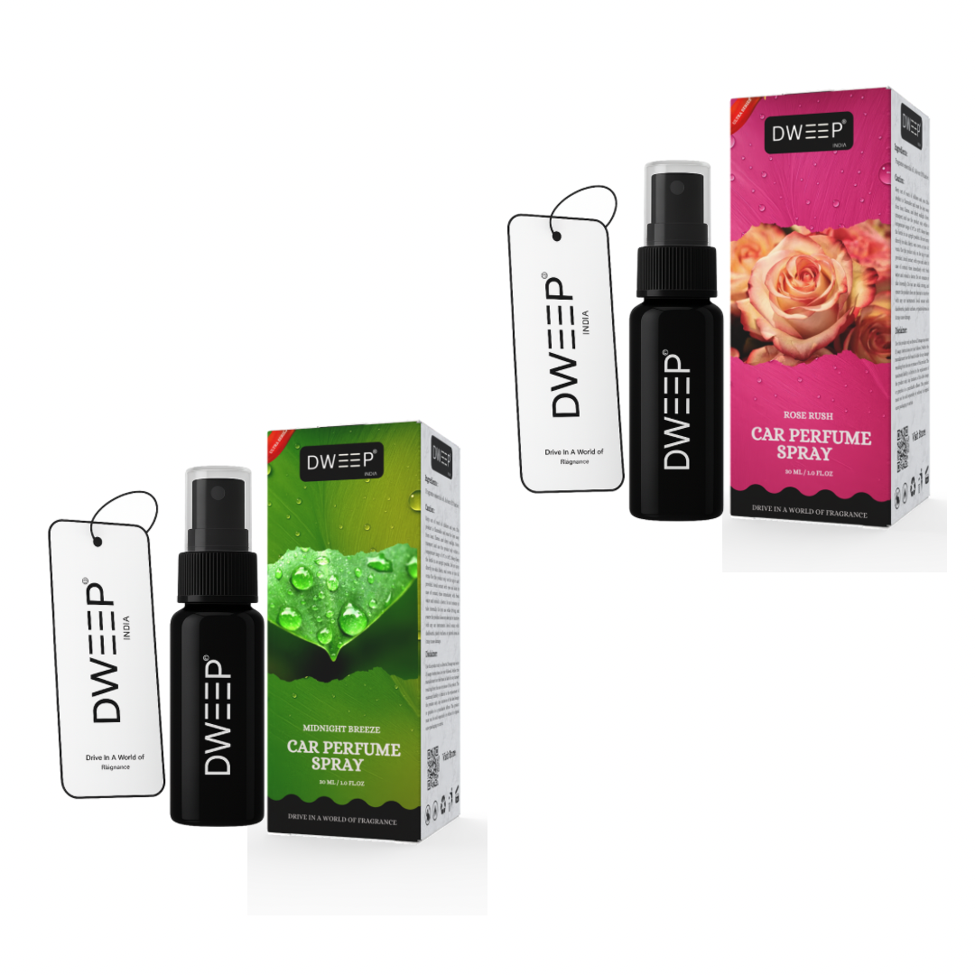 Dweep India Ultra Car Perfume Spray, Anti-Odor Technology, Long-Lasting Scent (Pack of 2)