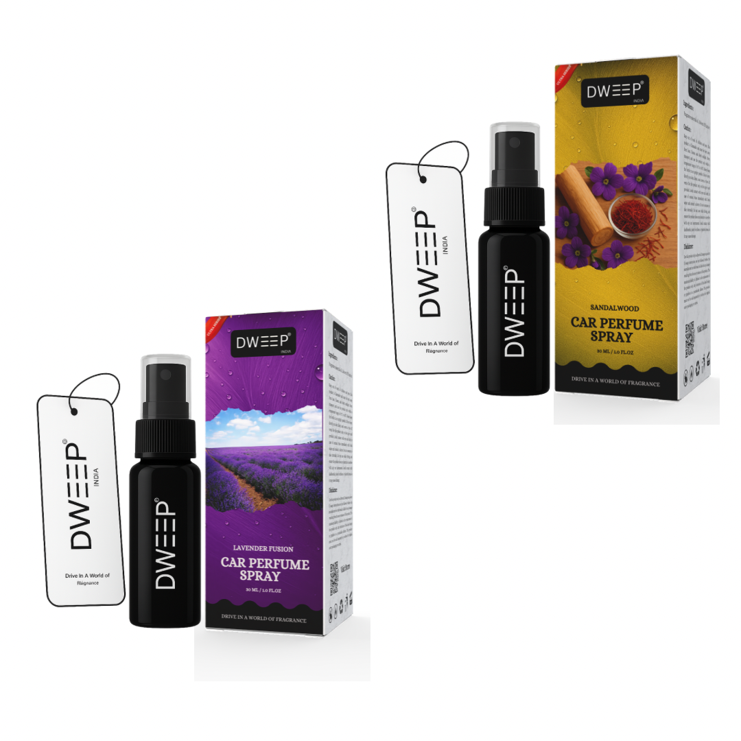 Dweep India Ultra Car Perfume Spray, Anti-Odor Technology, Long-Lasting Scent (Pack of 2)