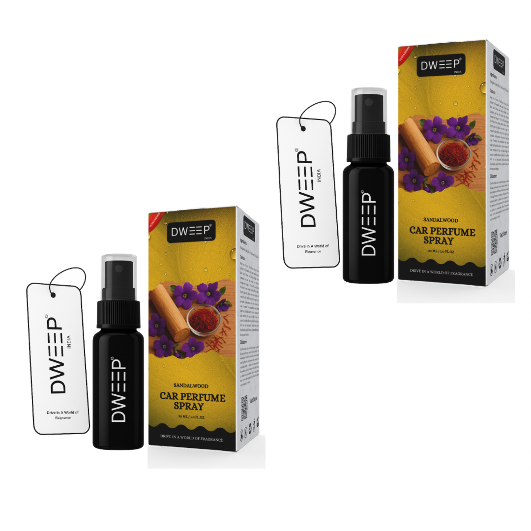 Dweep India Ultra Car Perfume Spray, Anti-Odor Technology, Long-Lasting Scent (Pack of 2)