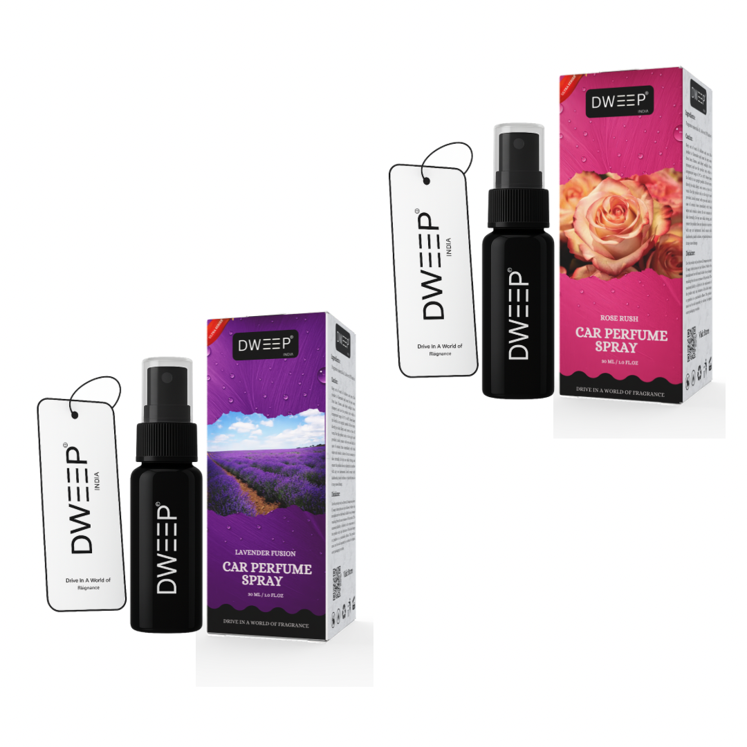 Dweep India Ultra Car Perfume Spray, Anti-Odor Technology, Long-Lasting Scent (Pack of 2)