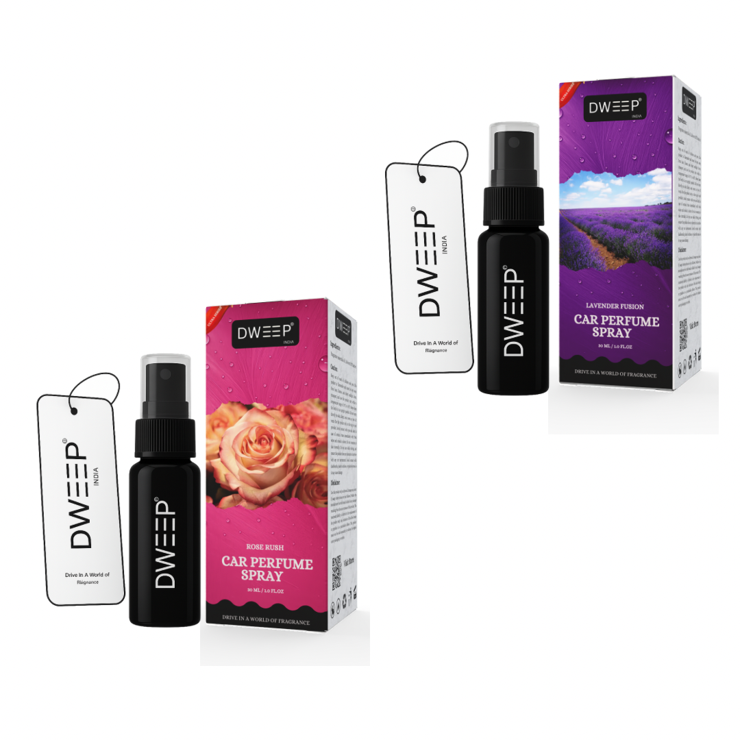 Dweep India Ultra Car Perfume Spray, Anti-Odor Technology, Long-Lasting Scent (Pack of 2)
