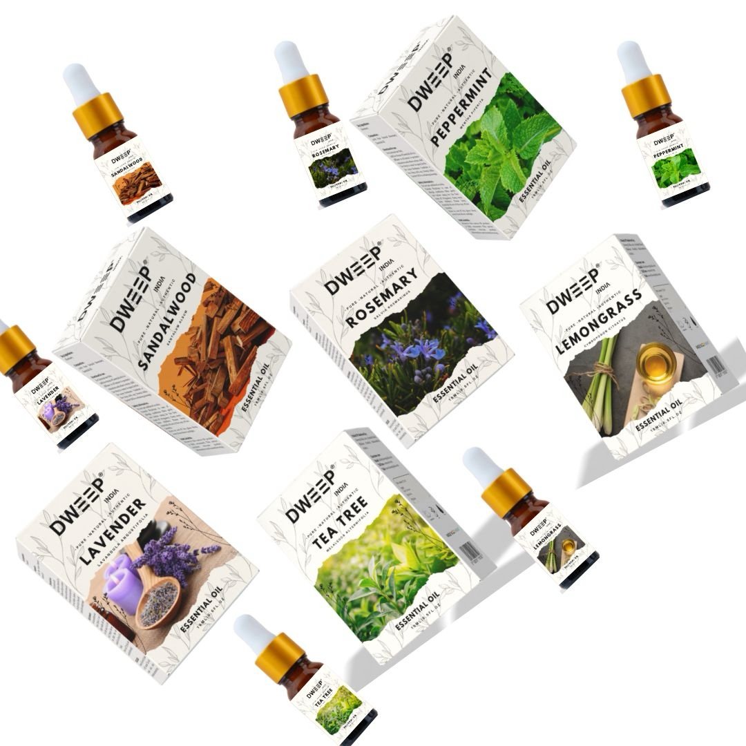 Dweep India Rosemary & Lavender Essential Oil for Diffuser, Skin & Hair - 100% Pure for Relaxation & Nourishment & DIY - 15ml x2 (30ml)