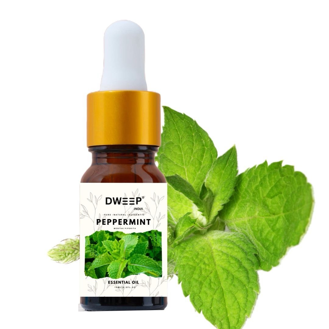 Dweep India Peppermint Essential Oil for Skin & Hair Growth, Hair Fall Control, Scalp |100% Pure & Natural Therapeutic Grade, Undiluted, | Mentha Piperita |15ml