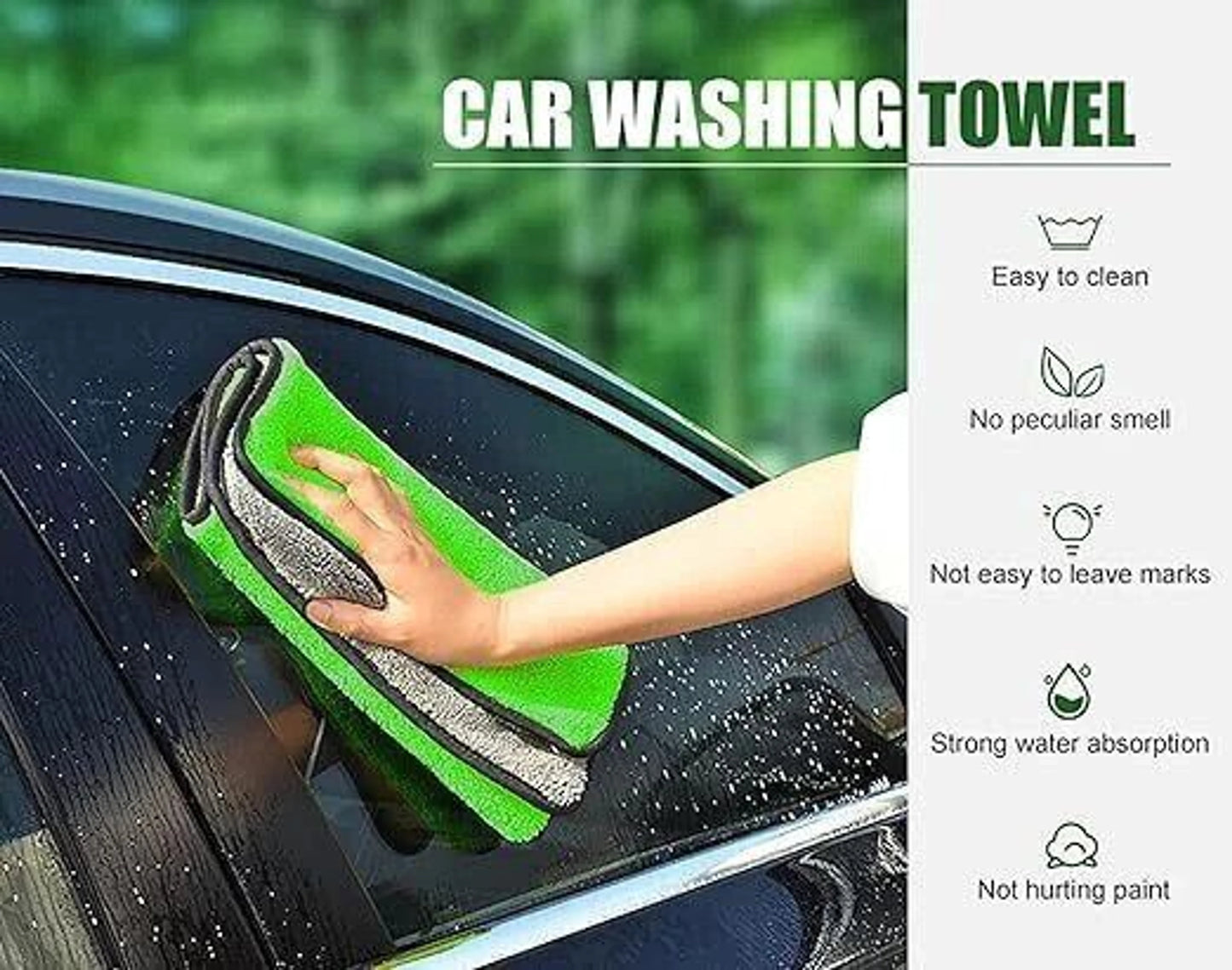 Premium Microfiber Cloth - Plush, Dual-Sided Detailing Towel for Car, Home Multipurpose- Green 30x40