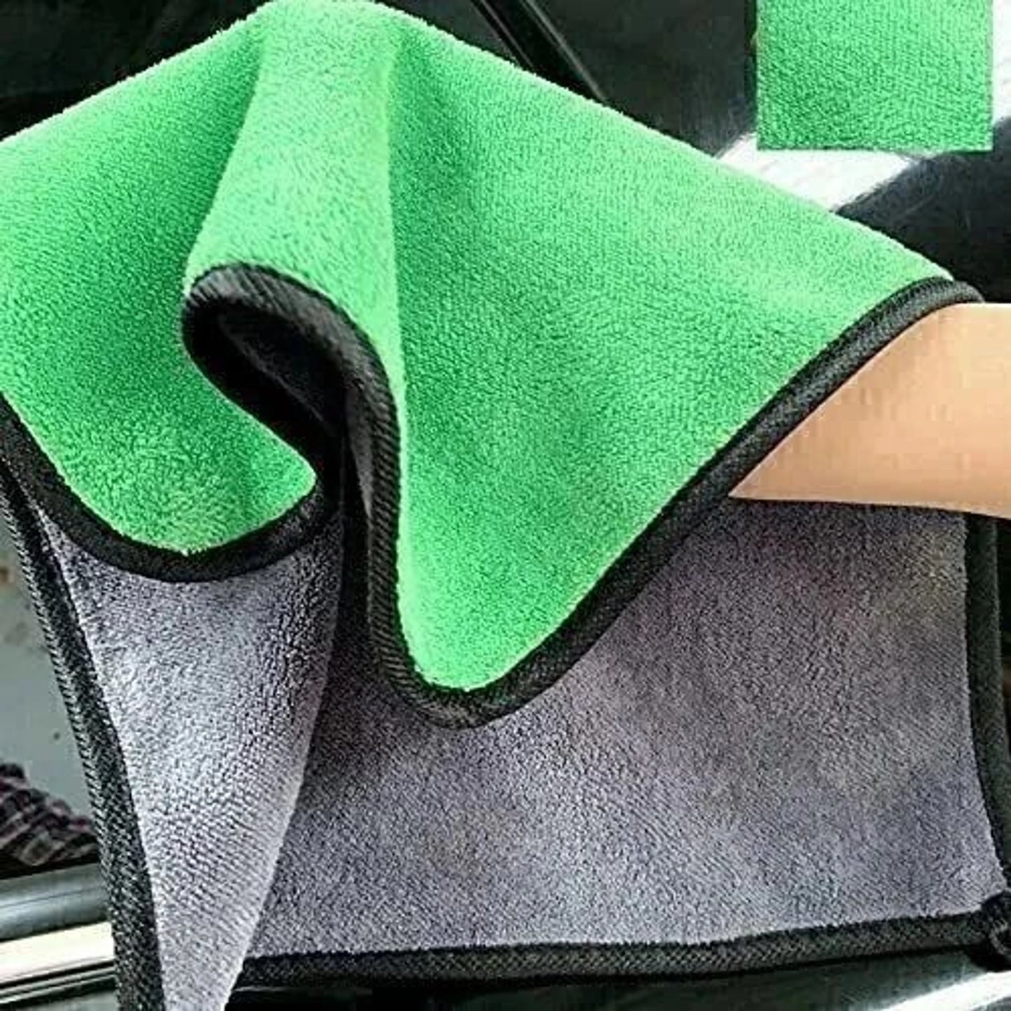 Premium Microfiber Cloth - Plush, Dual-Sided Detailing Towel for Car, Home Multipurpose- Green 30x40