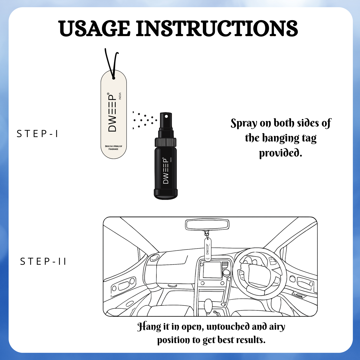 Dweep India Ultra Series Car Perfume Spray, Anti-Odor Technology, Long-Lasting Scent-Oudh Royale