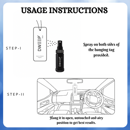 Dweep India Ultra Car Perfume Spray, Anti-Odor Technology, Long-Lasting Scent (Pack of 2)