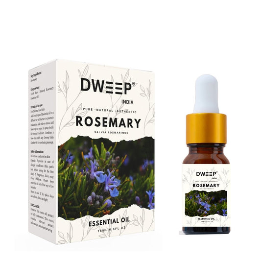 Dweep India Rosemary Essential Oil, 100% Pure, Natural & Undiluted for Hair Growth & Moisturising Skin (15 ml)