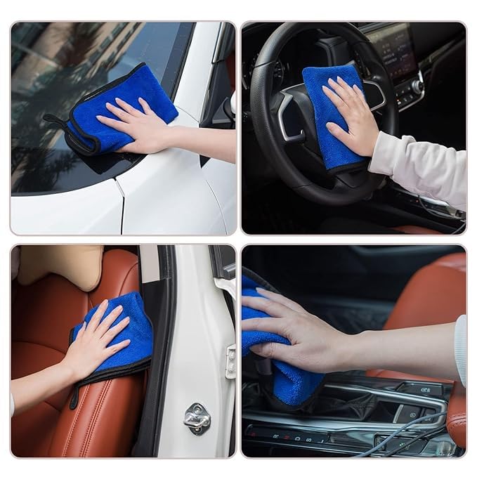 Premium Microfiber Cloth - Plush, Dual-Sided Detailing Towel for Car, Home Multipurpose- Blue 30x40