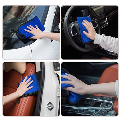 Premium Microfiber Cloth - Plush, Dual-Sided Detailing Towel for Car, Home Multipurpose- Blue 30x40