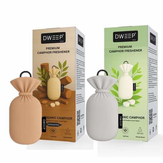 Dweep India Premium Camphor Freshener (Pack of 2) - Original & Sandalwood