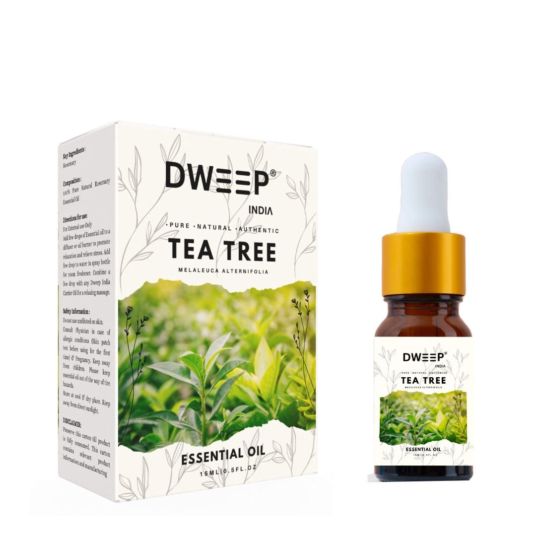 Dweep India Tea Tree Essential Oil | 100% Pure, Natural and Undiluted for Hair, Skin and Face| Controls Acne and Pimples  (15 ml)