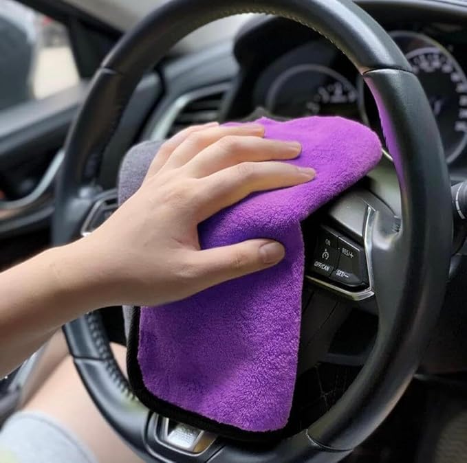 Premium Microfiber Cloth - Plush, Dual-Sided Detailing Towel for Car, Home Multipurpose- Purple 30 x 30