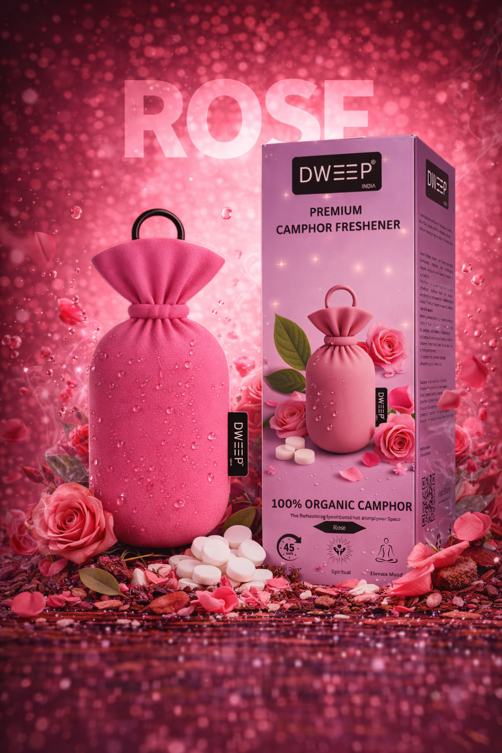 Dweep India Premium Camphor Freshener- Rose