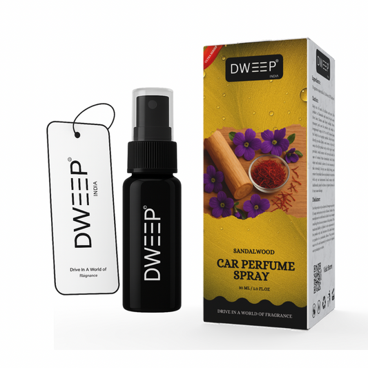 Dweep India Ultra Series Car Perfume Spray, Anti-Odor Technology, Long-Lasting Scent-Sandalwood