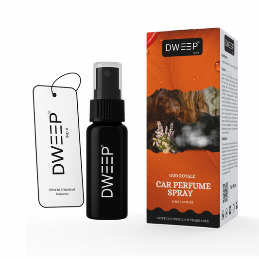 Dweep India Ultra Series Car Perfume Spray, Anti-Odor Technology, Long-Lasting Scent-Oudh Royale