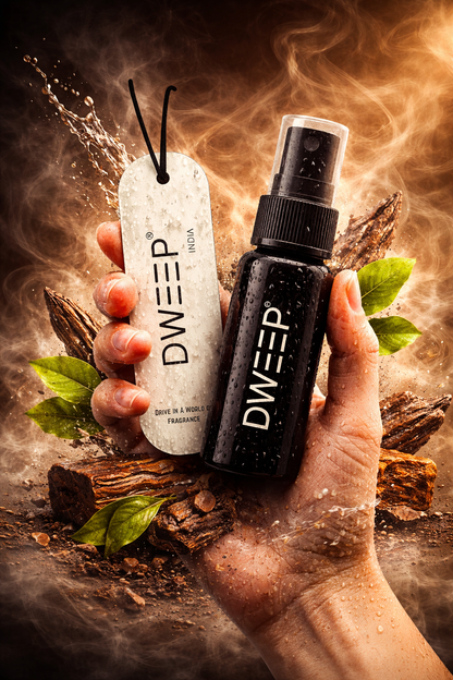 Dweep India Ultra Series Car Perfume Spray, Anti-Odor Technology, Long-Lasting Scent-Oudh Royale