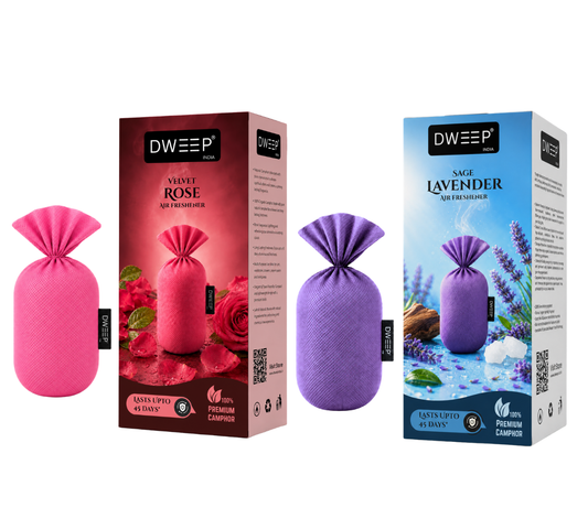 Dweep India Premium Camphor Freshener (Pack of 2)- Lavender & Rose