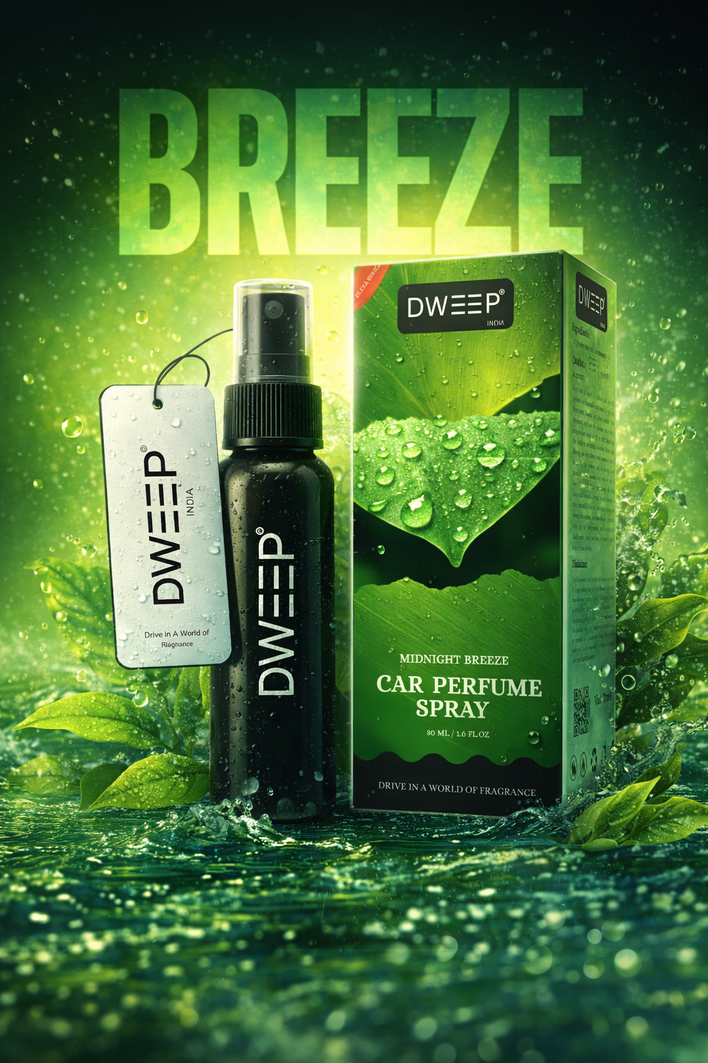 Dweep India Ultra Series Car Perfume Spray, Anti-Odor Technology, Long-Lasting Scent-Midnight Breeze