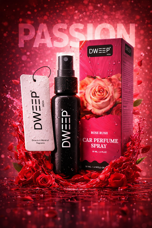 Dweep India Ultra Series Car Perfume Spray, Anti-Odor Technology, Long-Lasting Scent-Rose Rush