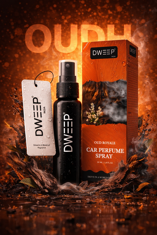 Dweep India Ultra Series Car Perfume Spray, Anti-Odor Technology, Long-Lasting Scent-Oudh Royale