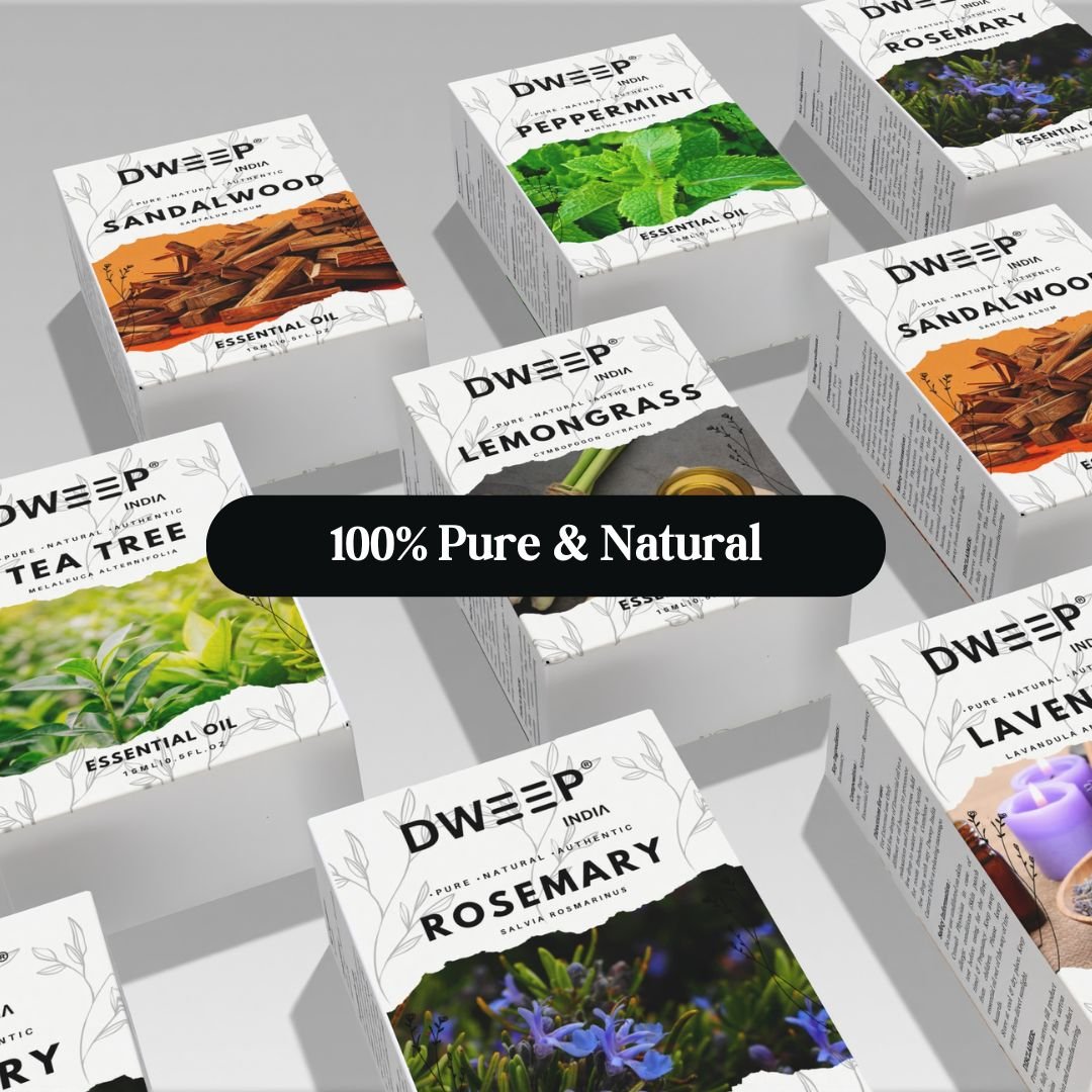 Dweep India Rosemary, Lemongrass &amp; Peppermint Essential Oil, 100% Pure, Natural &amp; Undiluted for Hair Growth &amp; Moisturising Skin 15 ml x 3 (45ml)