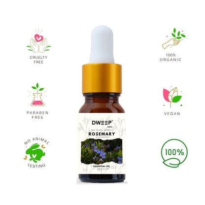 Dweep India Rosemary Essential Oil, 100% Pure, Natural & Undiluted for Hair Growth & Moisturising Skin (15 ml)