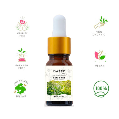 Dweep India Tea Tree Essential Oil | 100% Pure, Natural and Undiluted for Hair, Skin and Face| Controls Acne and Pimples  15 ml x 2 (30ml)
