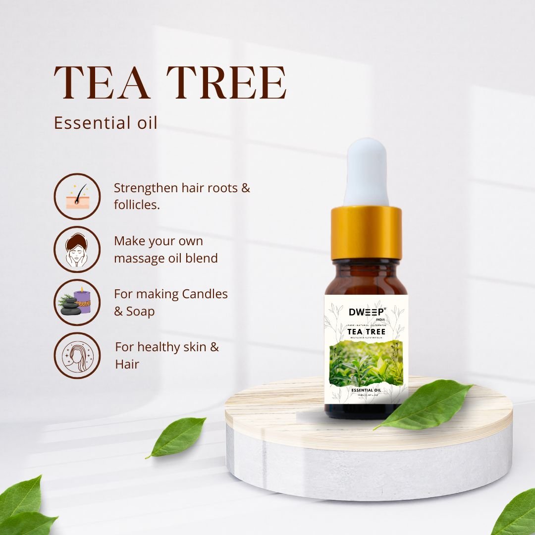 Dweep India Tea Tree Essential Oil | 100% Pure, Natural and Undiluted for Hair, Skin and Face| Controls Acne and Pimples  (15 ml)