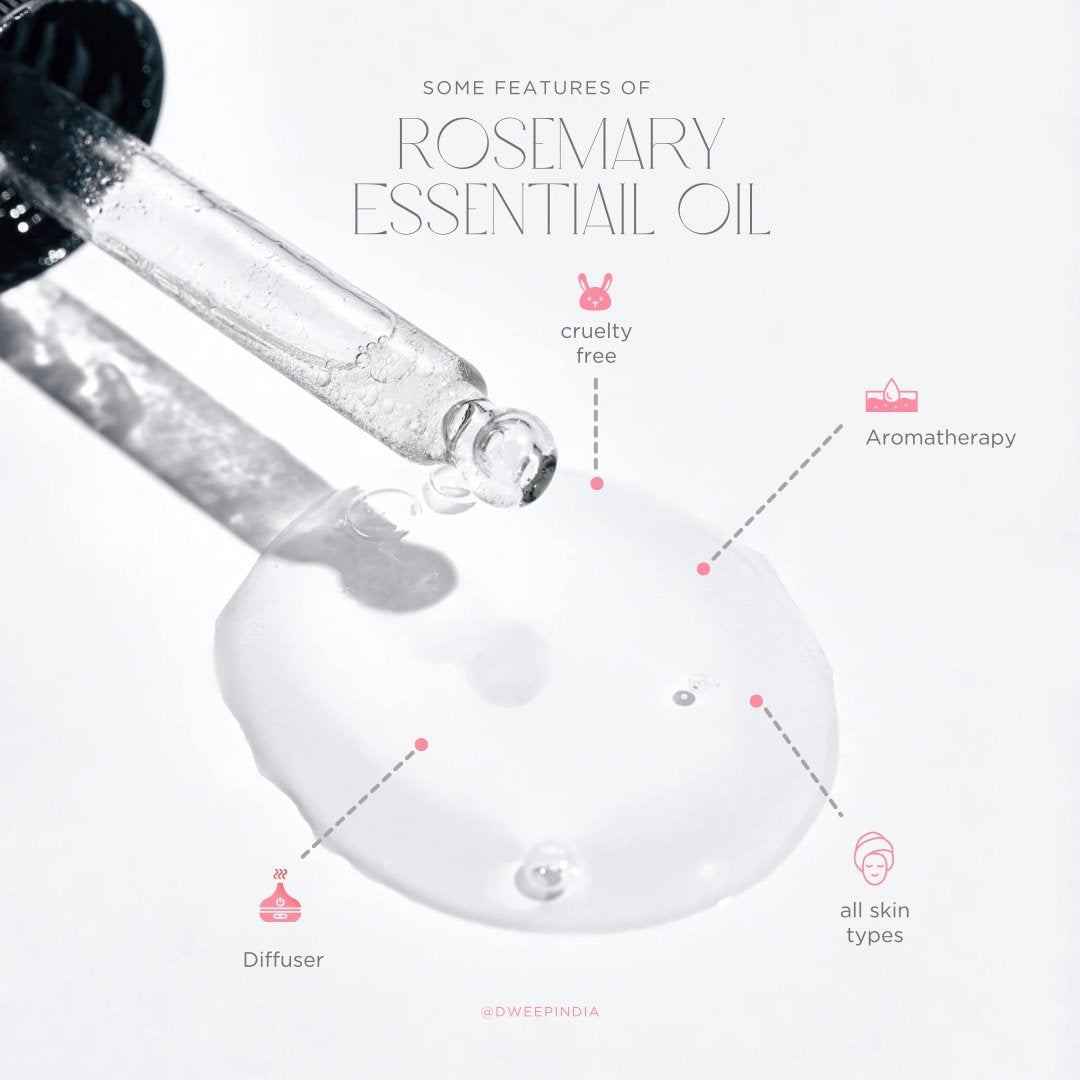 Dweep India Rosemary Essential Oil, 100% Pure, Natural & Undiluted for Hair Growth & Moisturising Skin (15 ml)