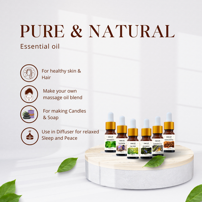 Dweep India Rosemary, Lavender, Sandalwood, Tea Tree, Lemongrass &amp; Peppermint Essential Oil, 100% Pure, Natural &amp; Undiluted for Hair Growth &amp; Moisturising Skin 15 ml x 6 (90ml)