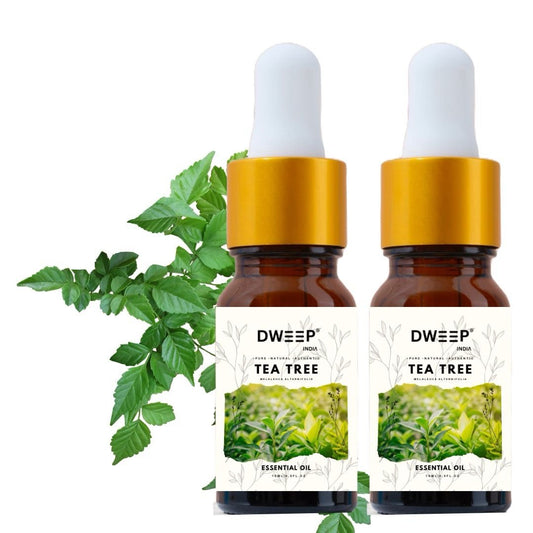 Dweep India Tea Tree Essential Oil | 100% Pure, Natural and Undiluted for Hair, Skin and Face| Controls Acne and Pimples  15 ml x 2 (30ml)