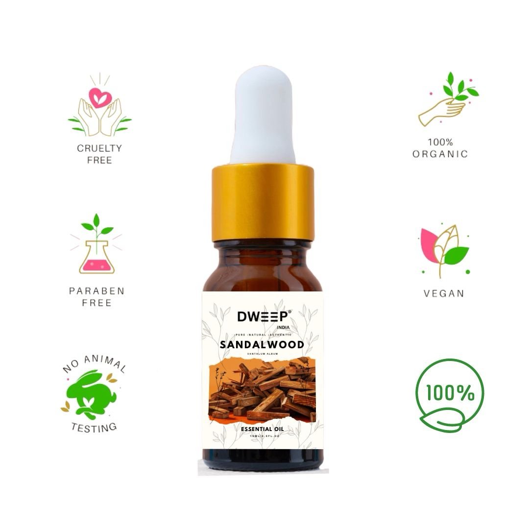 Dweep India Sandalwood Oil for Aroma Therapy, Stress Relief &amp; Skin care 15ml x 2 (30ml)