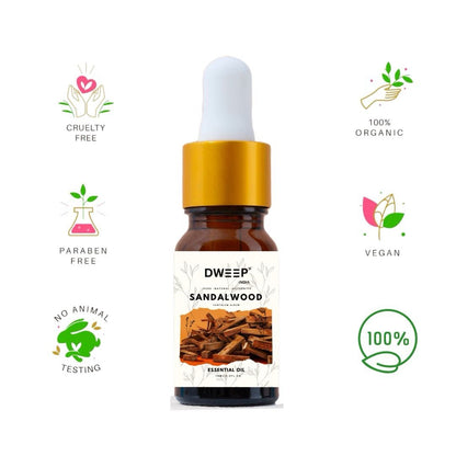 Dweep India Sandalwood Oil for Aroma Therapy, Stress Relief &amp; Skin care 15ml x 2 (30ml)