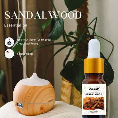 Dweep India Sandalwood Oil for Aroma Therapy, Stress Relief &amp; Skin care 15ml x 2 (30ml)