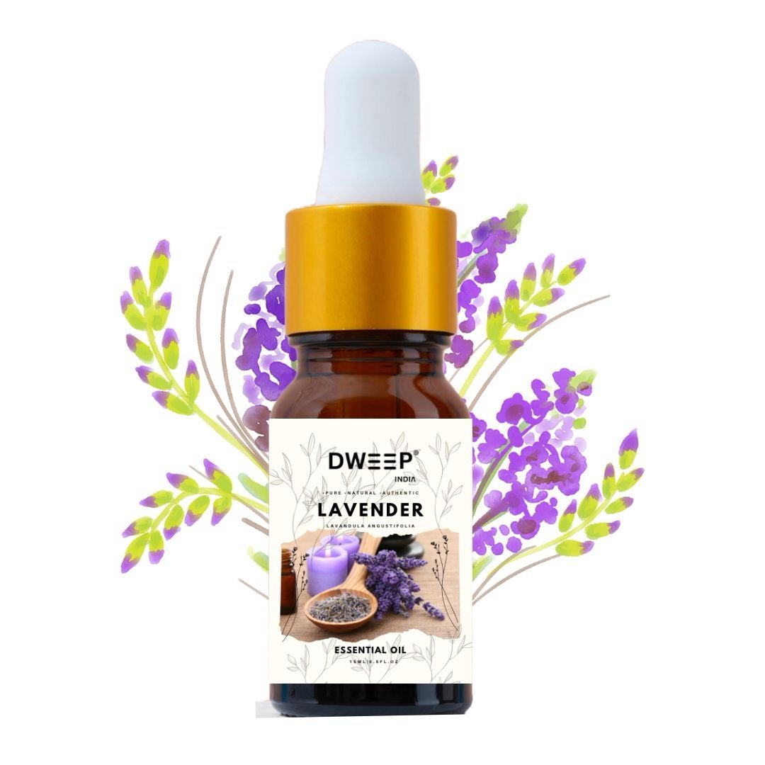 Dweep India Lavender Essential Oil for Diffuser, Skin &amp; Hair - 100% Pure Lavender Oil for Relaxation &amp; Nourishment &amp; DIY - 15ml x2 (30ml)