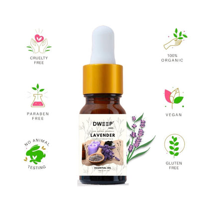 Dweep India Lavender Essential Oil for Diffuser, Skin &amp; Hair - 100% Pure Lavender Oil for Relaxation &amp; Nourishment &amp; DIY - 15ml x2 (30ml)