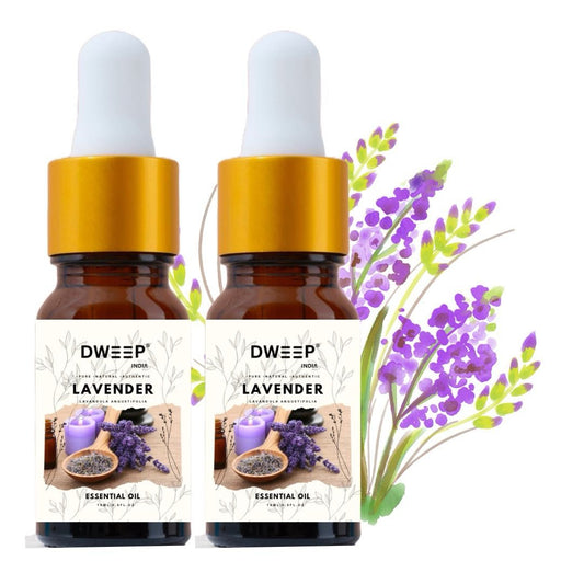 Dweep India Lavender Essential Oil for Diffuser, Skin &amp; Hair - 100% Pure Lavender Oil for Relaxation &amp; Nourishment &amp; DIY - 15ml x2 (30ml)
