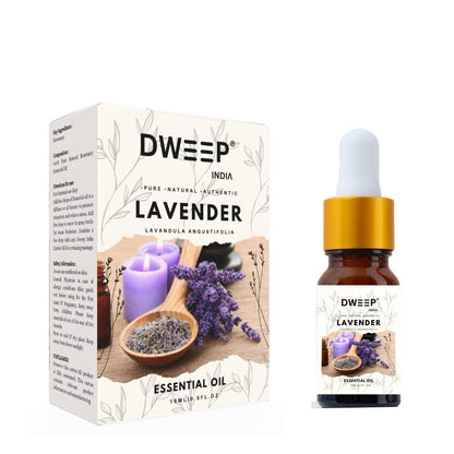 Dweep India Lavender Essential Oil for Diffuser, Skin &amp; Hair - 100% Pure Lavender Oil for Relaxation &amp; Nourishment &amp; DIY - 15ML