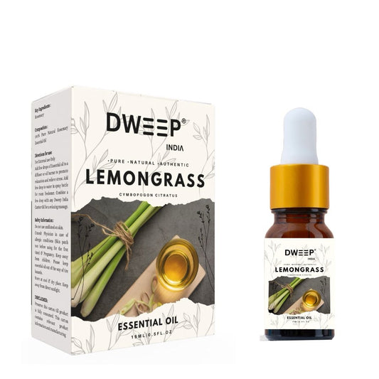 Dweep India Lemongrass Essential Oil for Skin - 100% Pure Natural Essential Oils Lemongrass Oil for Diffuser, Skin Cleansing &amp; Nourishing Lemongrass Essential Oil for Hair &amp; DIY - 15ML