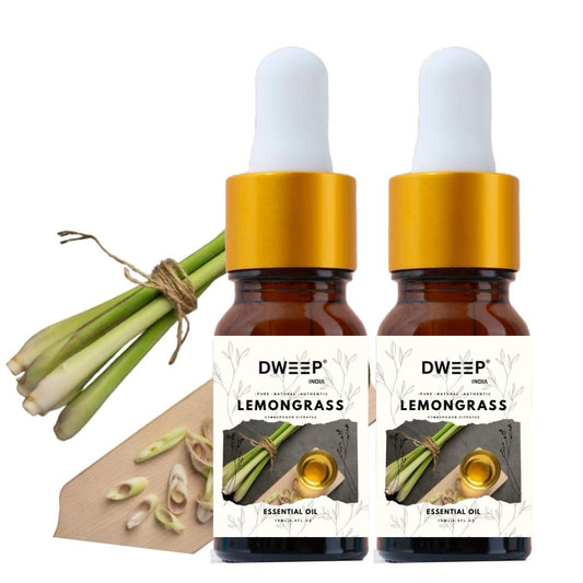 Dweep India Lemongrass Essential Oil for Skin - 100% Pure Natural Essential Oils Lemongrass Oil for Diffuser, Skin Cleansing &amp; Nourishing Lemongrass Essential Oil for Hair &amp; DIY - 15ml x 2 (30ml)