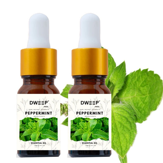 Dweep India Peppermint Essential Oil for Skin & Hair Growth, Hair Fall Control, Scalp |100% Pure &amp; Natural Therapeutic Grade, Undiluted, | Mentha Piperita |15ml x 2 (30ml)